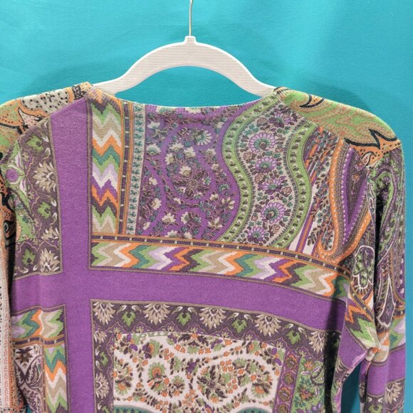 Etro Milano Womens Paisley Silk & Cashmere Long Sleeve Size 10 Made In Italy - Picture 8 of 11